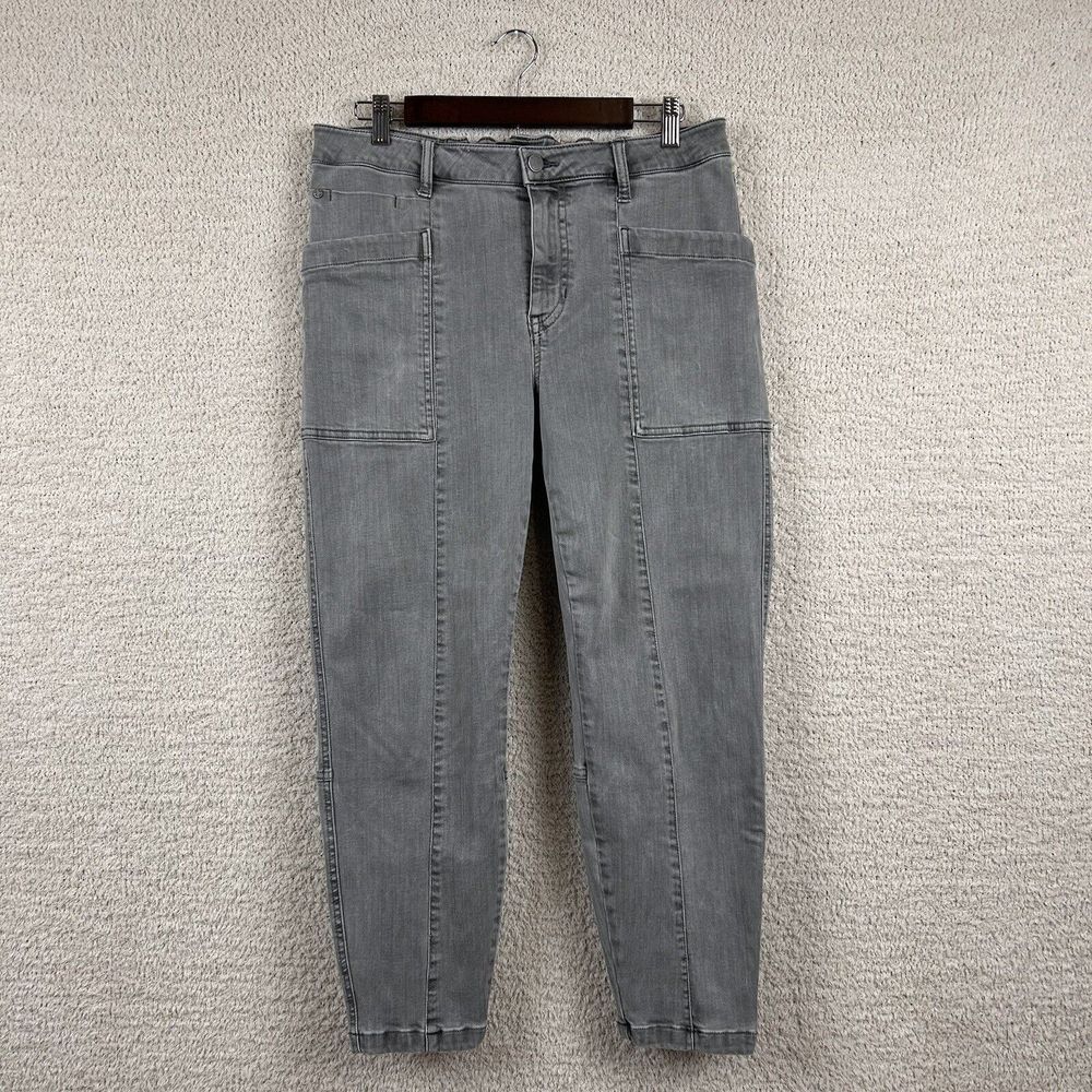 Liverpool Jeans Womens 16/33 Gray Wash Crop Cargo‎ Stretch Mid Rise Zip Ankle